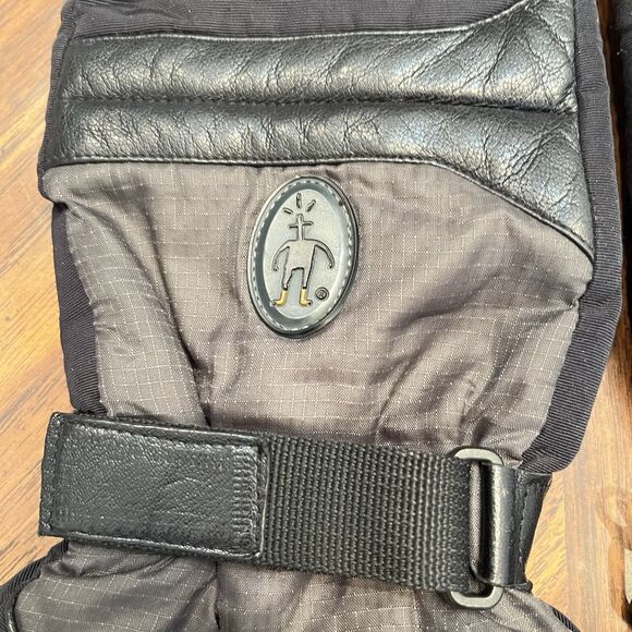 Smartwool Mittens Leather Men Large Black Wool Blend Lined Skiing - Picture 2 of 14